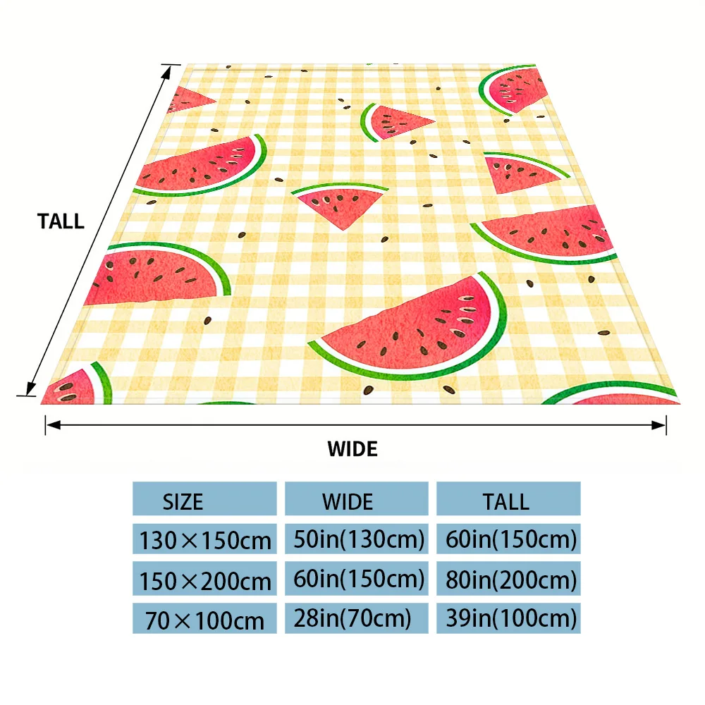 Watermelon Gingham Flannel Blanket, Ultra-Fine Fiber, All Season Luxurious Fluffy Blanket Suitable For Beds Or Sofas