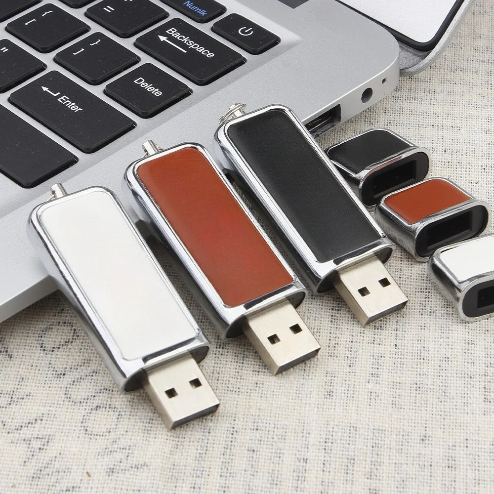 

Кожаный флэш-накопитель USB 2.0, металлический ручка, высокоскоростная карта памяти, креативный бизнес-подарок для ноутбука, USB-накопитель, черный U-диск