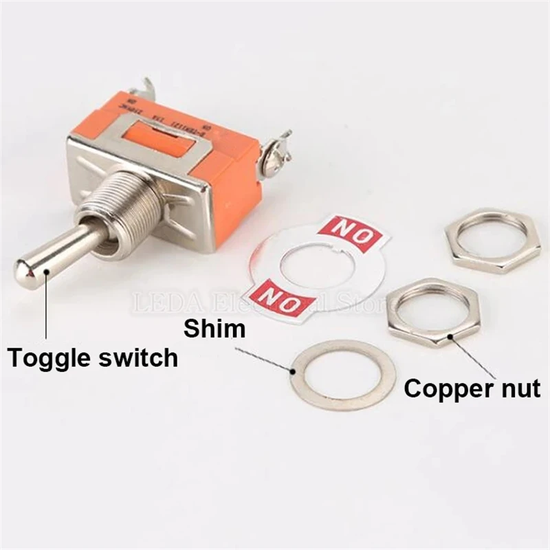 2Pcs E-TEN1121 3 Pin SPDT 3 Terminal ON-ON 15A 250V Toggle Switch E-TEN 1121 The power switch micro switch Orange