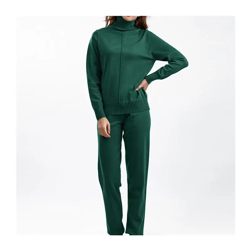 Setelan Rajut Modis Dua Potong Warna Polos Kasual untuk Musim Gugur dan Musim Dingin, Pakaian Wanita yang Nyaman