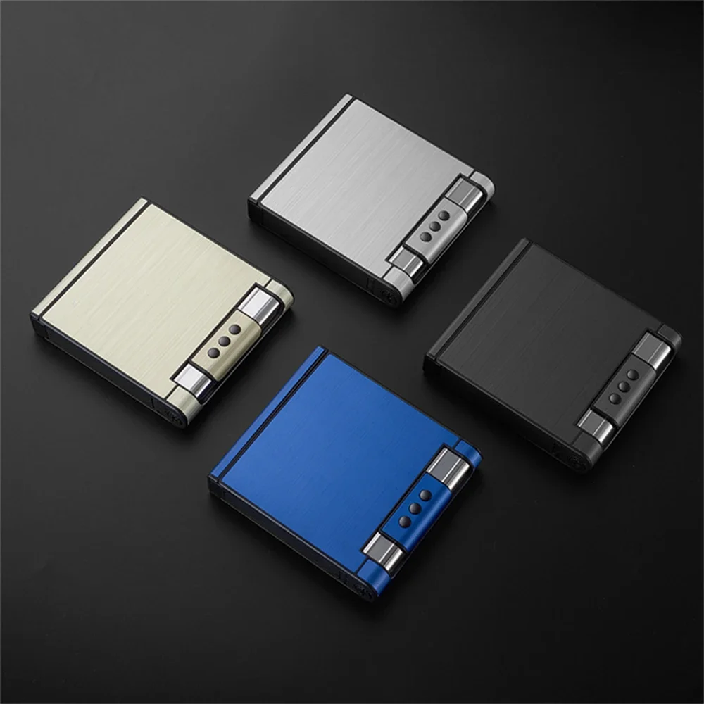 20 Pack Metal Cigarette Case Lighter Large Capacity Cigarette Case With Inflatable Lighter Y Cigarette Case Men Gift