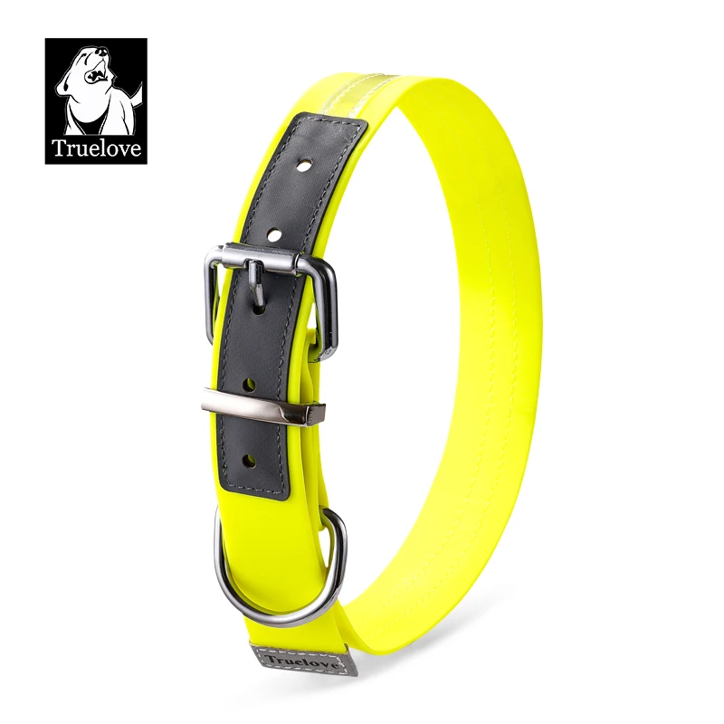 Truelove Pet Collar Waterproof  Anti-Odor Durable Adjustable PVC Polyester Soft Reflective Cloth Stripe Basic Dog Collar TLC5521