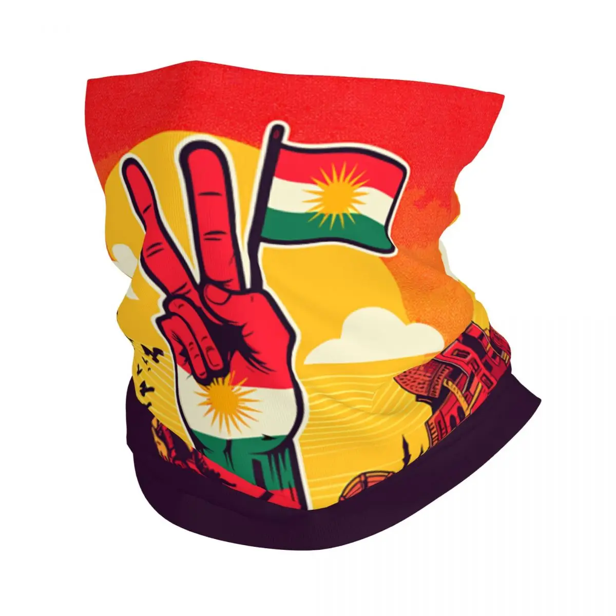 

Зимняя повязка на голову с флагом Курдистана на заказ, теплая повязка на голову для женщин и мужчин, походный охотничий шарф-труба, бандана для лица, гетры