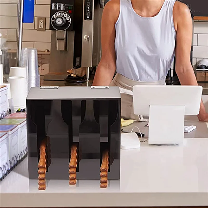 AA80-Акриловый диспенсер для посуды, органайзер для столовых приборов с 3-х отделениями, черный держатель для столового серебра, пластиковые столовые приборы