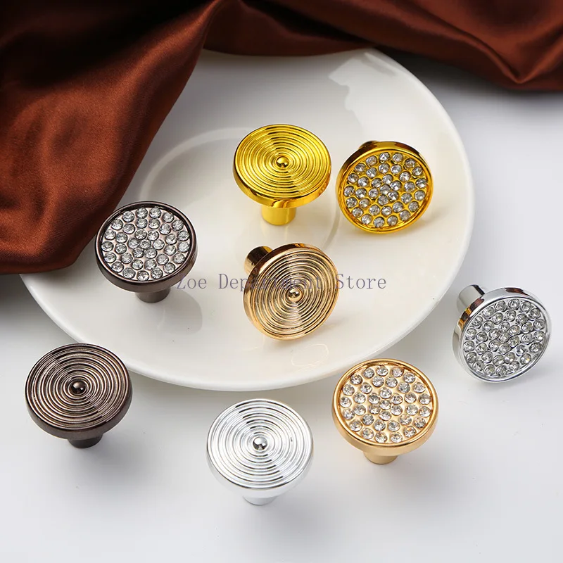 

Diamond inlaid small handle, black silver single hole handle light luxury cabinet door injection molding solid round hardware