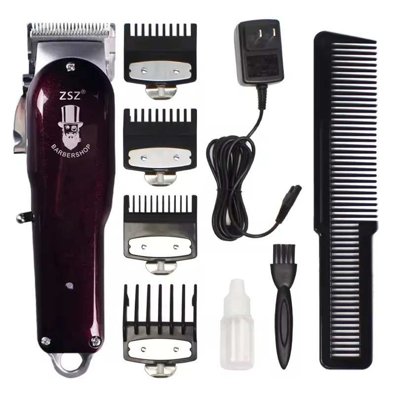 F-52 Professional Salon Cordless ZSZ Rechargeable Adjustable Factory Price OEM Barbershop Cordless Metal Hair Clippers