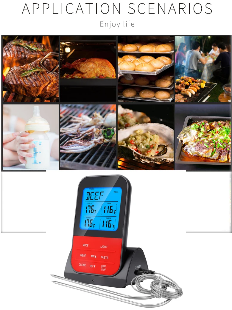 

Wireless Barbecue Thermometer, Household Thermometers, Kitchen Food, Meat Digital Probe, Hot Selling