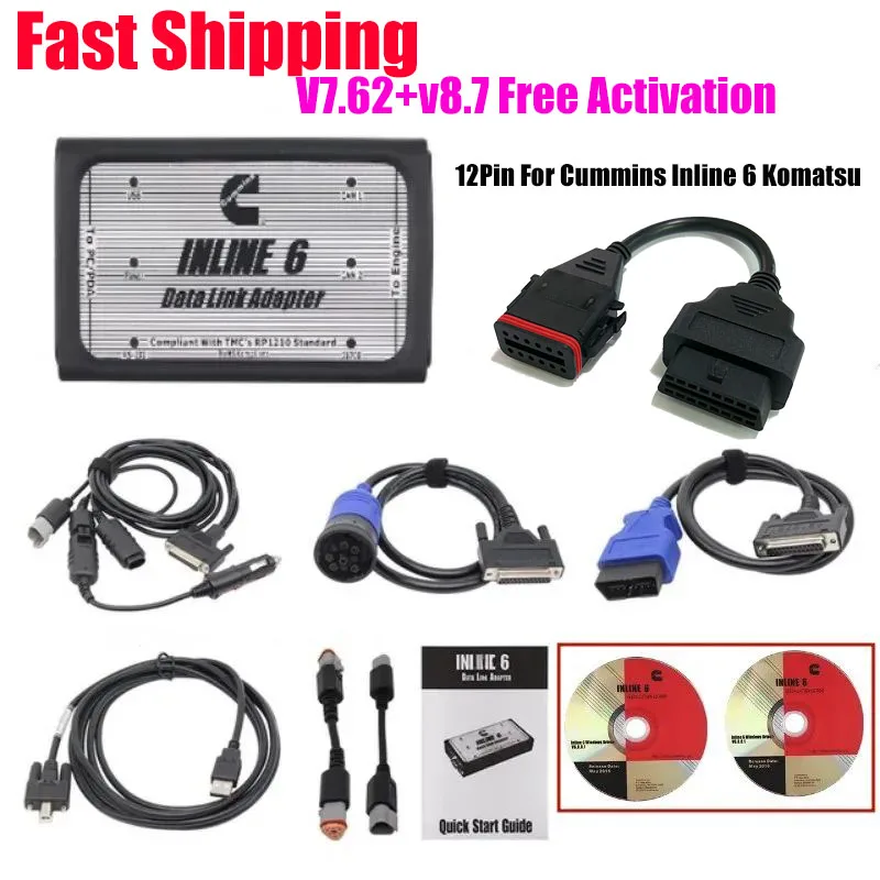 For INLINE 6 V8.7 V7.62 Data Heavy Duty for INLINE6 for Cummins Diagnostics Complete INLINE Heavy Duty Truck Diagnostic Tools