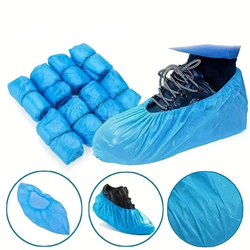 50/100/200/300PCS Disposable Waterproof Shoe Cover, Plastic Non-Slip Foot Cover, Indoor PE Padded Shoe Cover