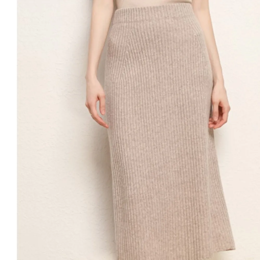 Casual Fashion Knitting High-waisted Slit Body-hugging Waist Cinching Slim Women's Skirt Spring Autumn Solid Color Female Skirt
