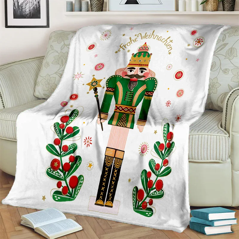 Nutcracker Christmas Tree Cartoon Blanket,Soft Throw Blanket for Home Bedroom Bed Sofa Picnic Travel Office Cover Blanket Kids