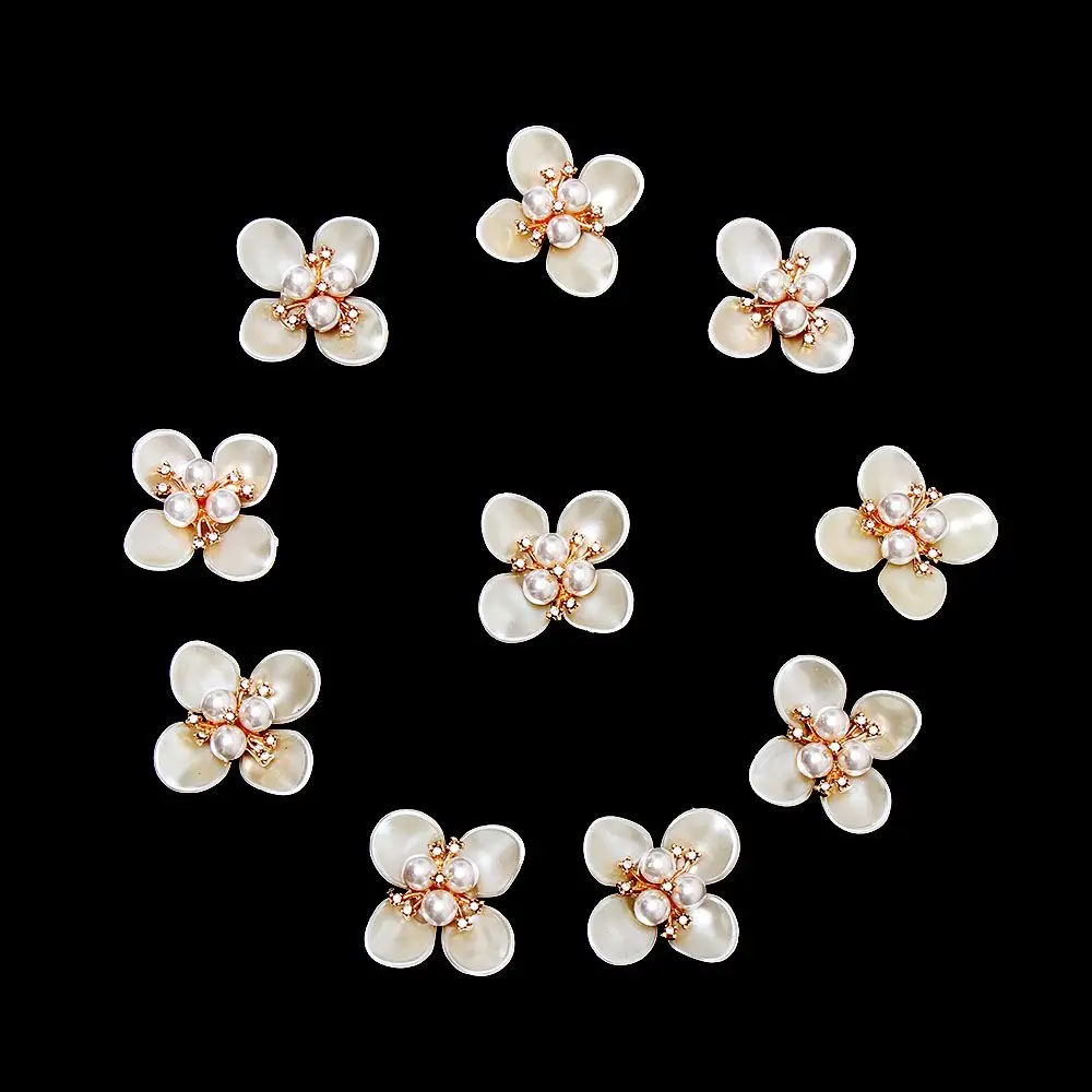 10 pezzi bottoni di strass fiore di perle forcine di cristallo scintillante bottone Flatback decorazione abiti da sposa accessori per cucire