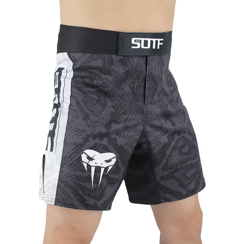 

SOTF "Survival of the Fittest" Combat Shorts – Snake-Skin Pattern MMA Training Shorts for Boxing & Grappling