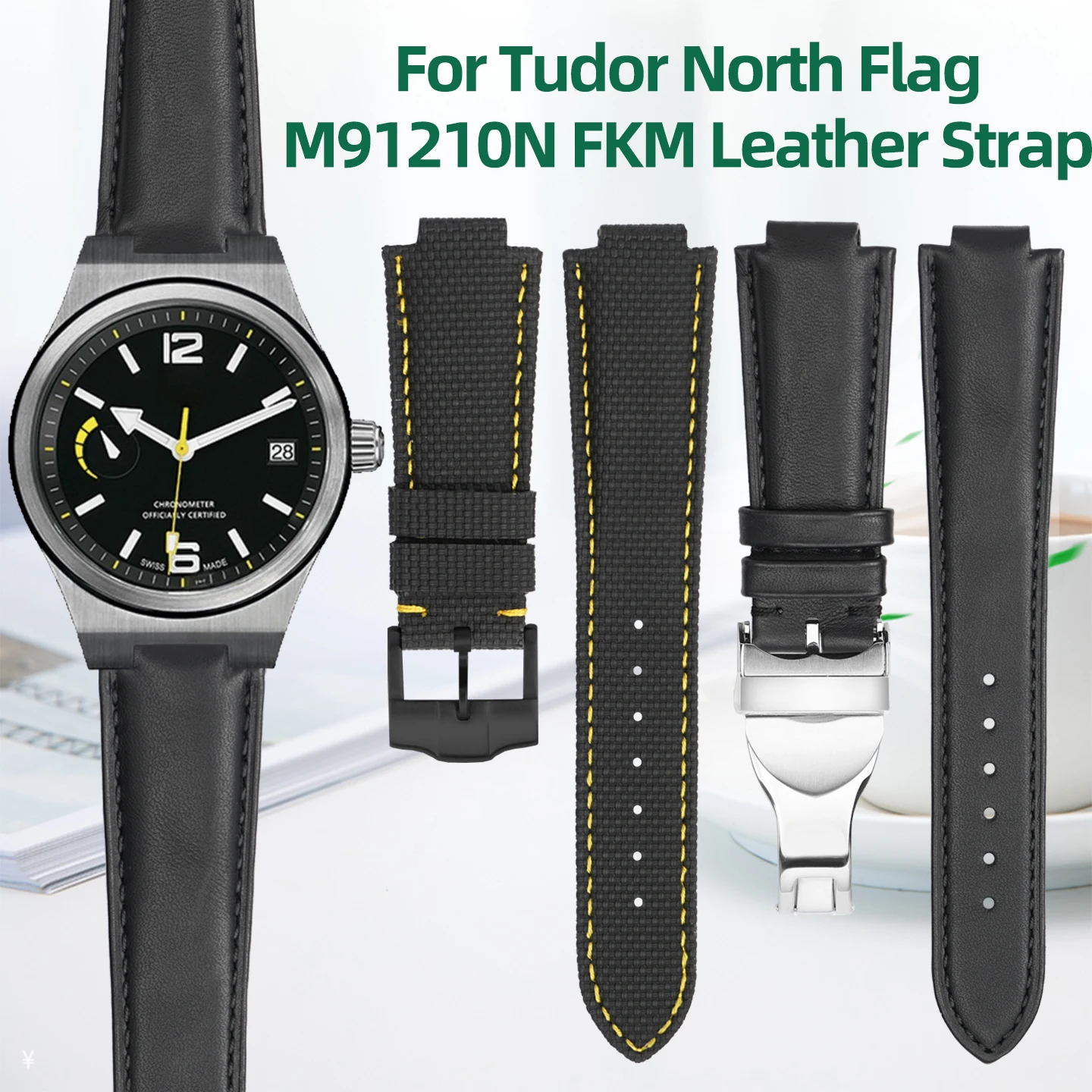 

Для Tudor North Flag Series M91210N Фторкаучук Ремешок для часов из натуральной кожи 91210n Ремешок для часов из воловьей кожи с выпуклым ртом 22-12 мм Мягкий