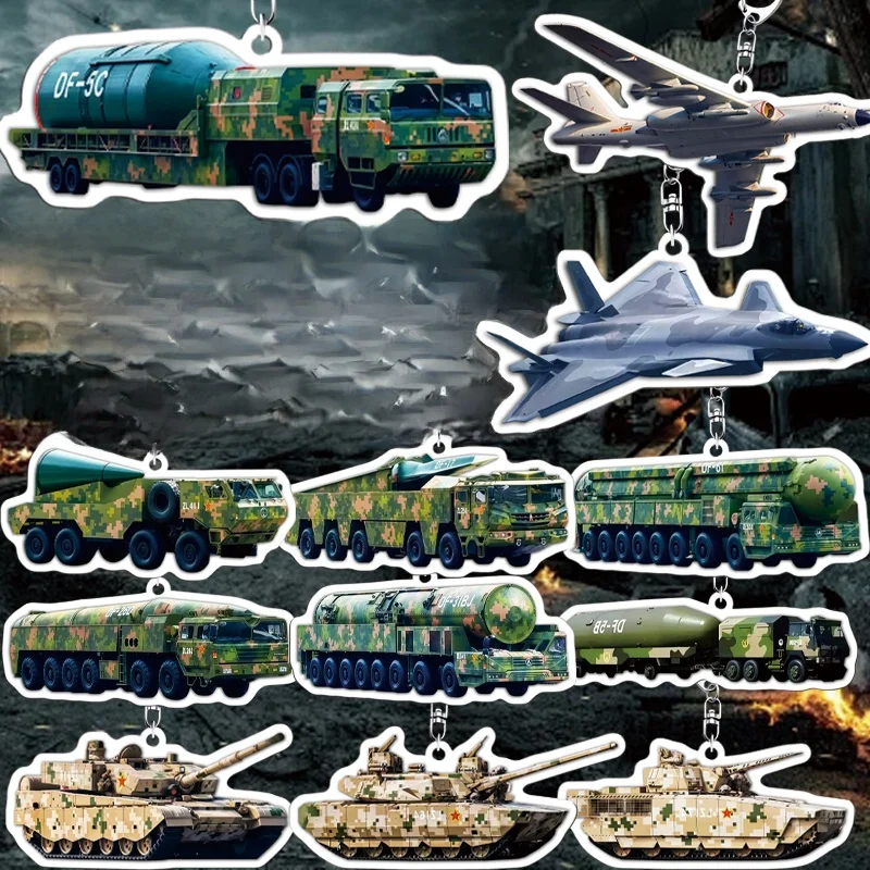 Global Defense Military Weapon Jian20 War Eagle Fighter Keychain Pendant Covering East Wind 5C Missiles Men's Accessory