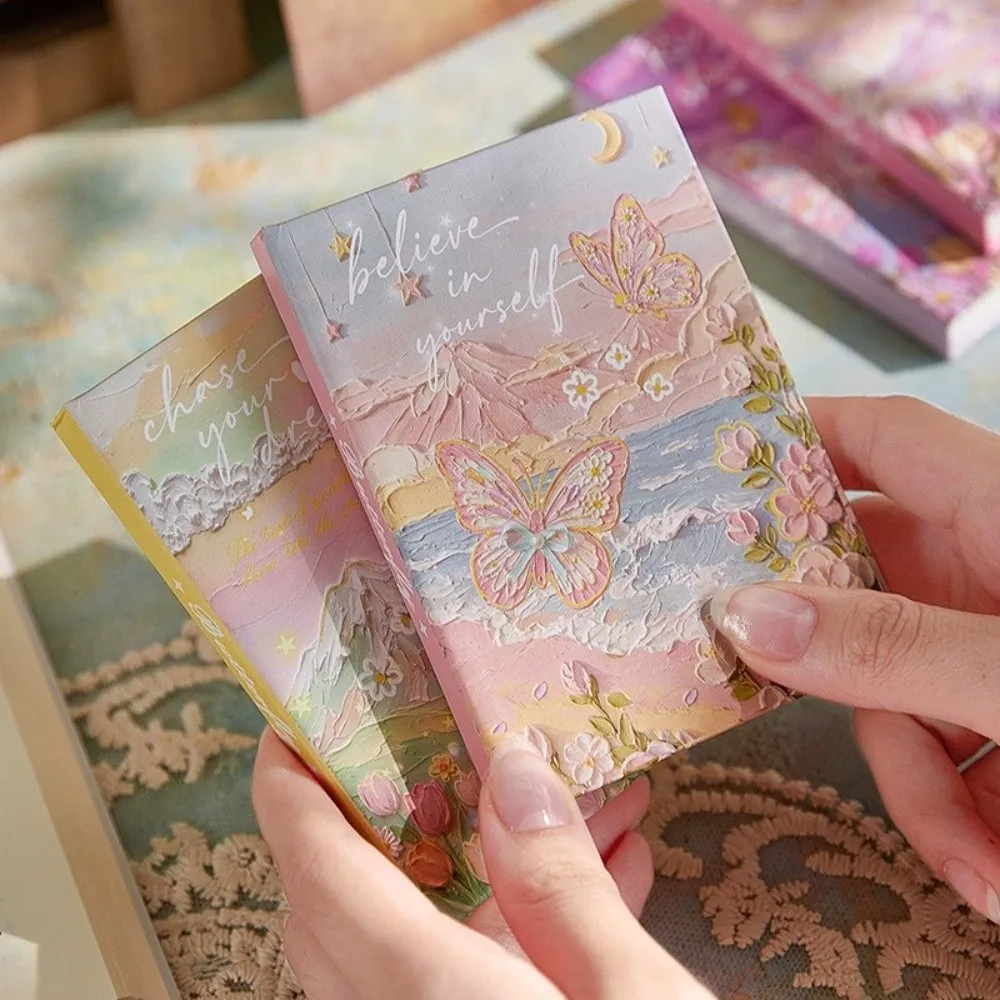 New Mini Pocket Size Mini Pocket Notebook INS Style Portable Student Diary Oil Painting Cover Memo Notepad Student Note Taking