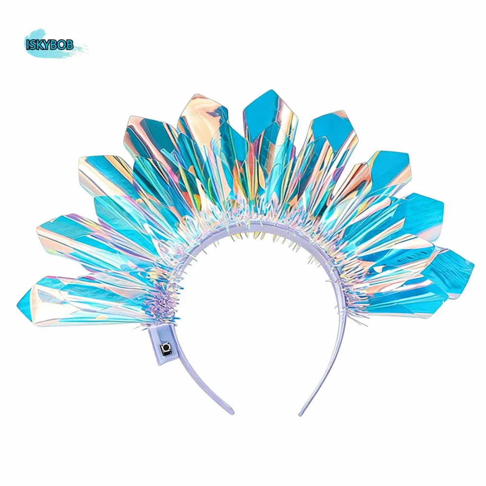 

Tiara Colorful Luminous Laser Headband LED Flashing Light Up Hair Hoop Headdress Multi Style Glowing Crown Halloween Party