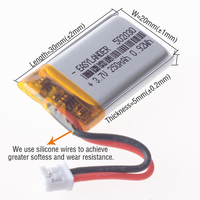 Silicone Wires  502030 CE+Rohs JST2.0 2P 3.7v 250mAh Rechargeable Li-Polymer Li-ion Battery  Lipo Batteries
