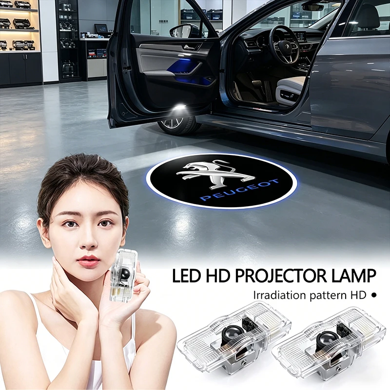 

2PCS LED Welcome Lights Car Door Projector Decor Lamp for Peugeot 308 206 207 407 607 108 208 301 308 508 608 107 HX1 Partner