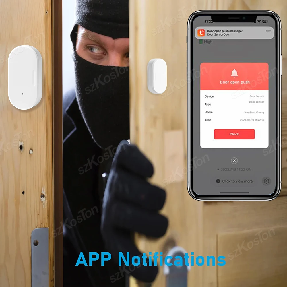 Tuya Zigbee Window Door Sensor Smart Home Security Alarm Door Open/Close Wireless Detectors Automation Security Protection