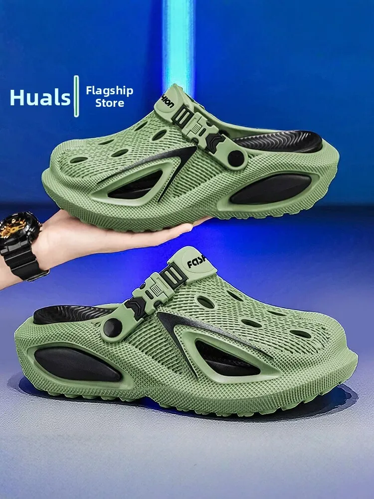 

Men's Summer Outdoor Wear Anti-Slip Wear-Resistant Toe Cover Slippers Sports Leisure Two-Purpose Beach Sandals Breathable EVA