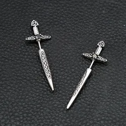 Vintage Stainless Steel Sword Stud Earrings For Men Women Punk Fashion Vikings Celtic Knots Amulet Earrings Jewelry Dropshipping