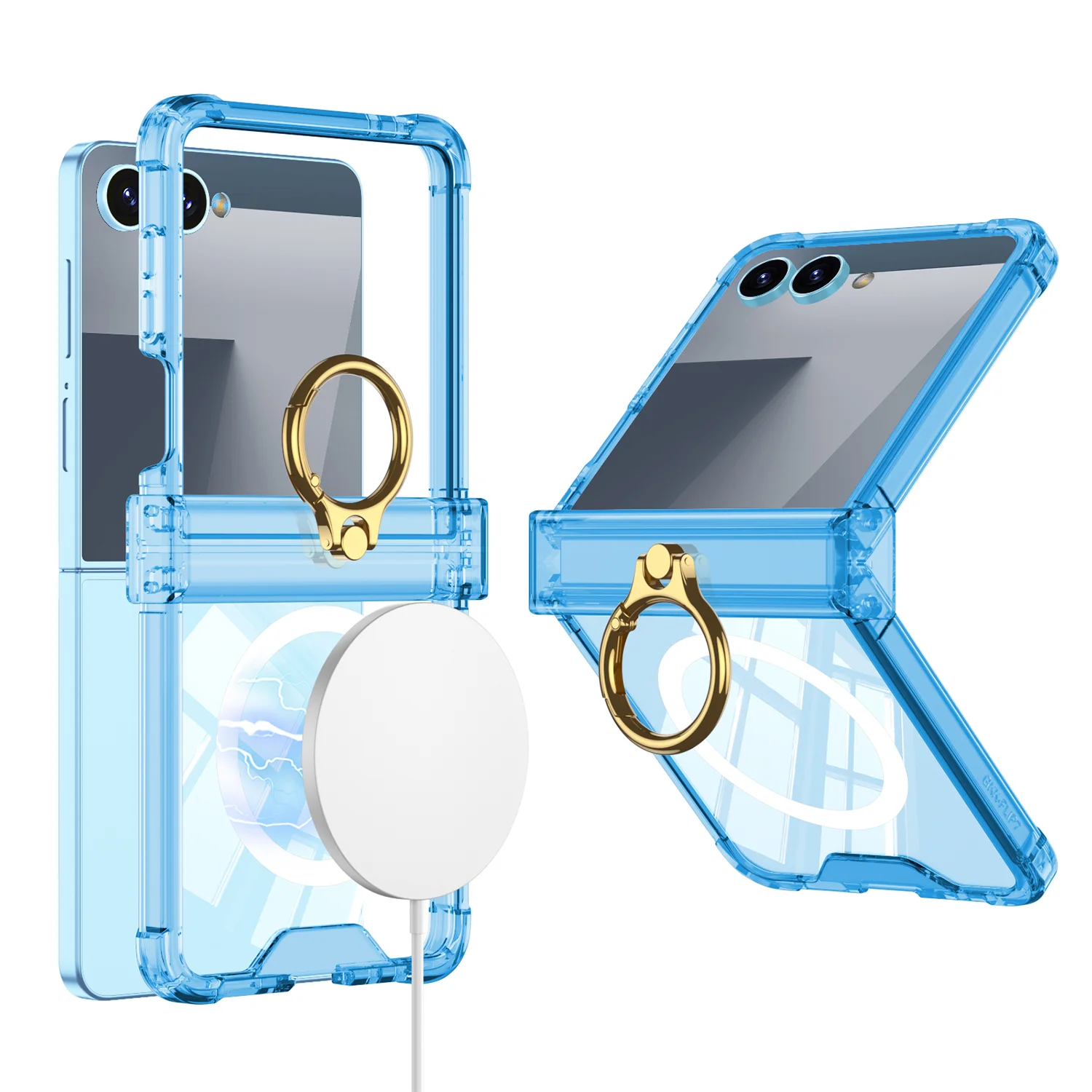 Anti Collision Airbag Ring Holder Magnetic Phone Case Suitable For Samsung Galaxy Z Flip 7 6 5 5G Anti Fall Protection Cover