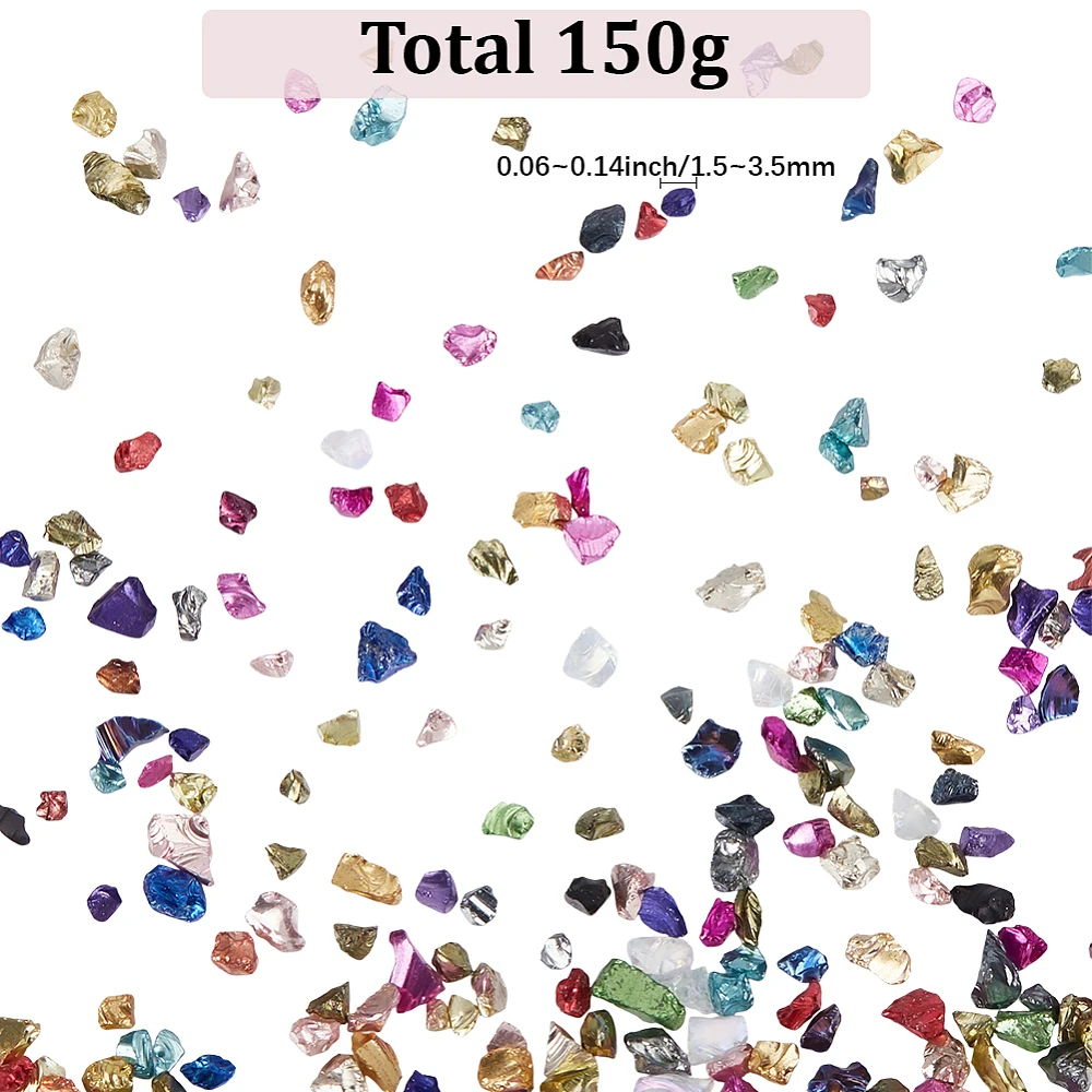 1 Box 150G Small Broken Glass Crushed Crystals Bulk Colorful Irregular Chunky Metallic Sprinkles Flakes Glitter Decor Pieces