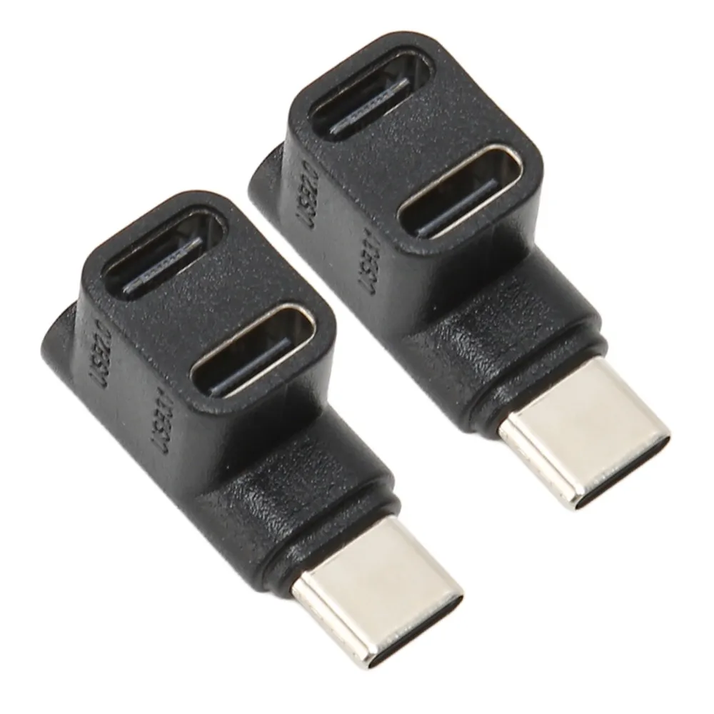 2PCS 10Gbps USB C Adapter 4K@60Hz 100W USB C Splitter USB 3.1 Type C Male to USBC 3.1 USB C2.0 90 Degree Angle