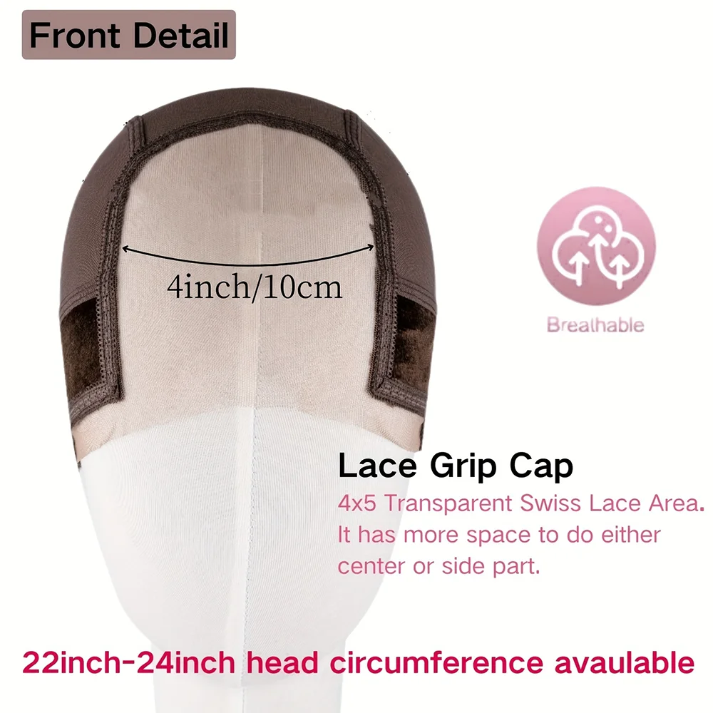 Breathable Lace Invisible Wig Cap Anti-Slip Adjustable Mesh Cap Double C Ear Buckle Design Suitable for Wig Wearing Women Only