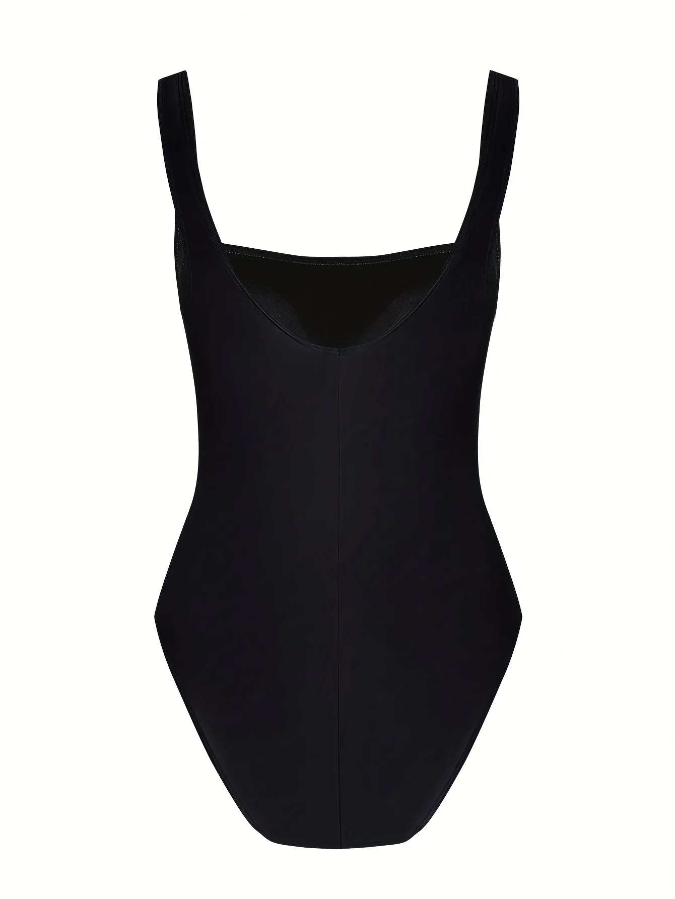 

All-in-one swimsuit with solid black shoulder strap vest