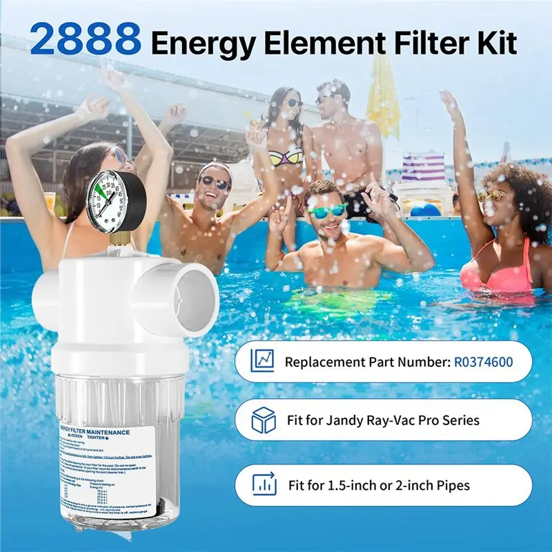 B50C For Jandy Ray-Vac Pro Series Energy Filter Kit W/Gauge 2888, R0374600 Pool Cleaner Line Filter Assembly