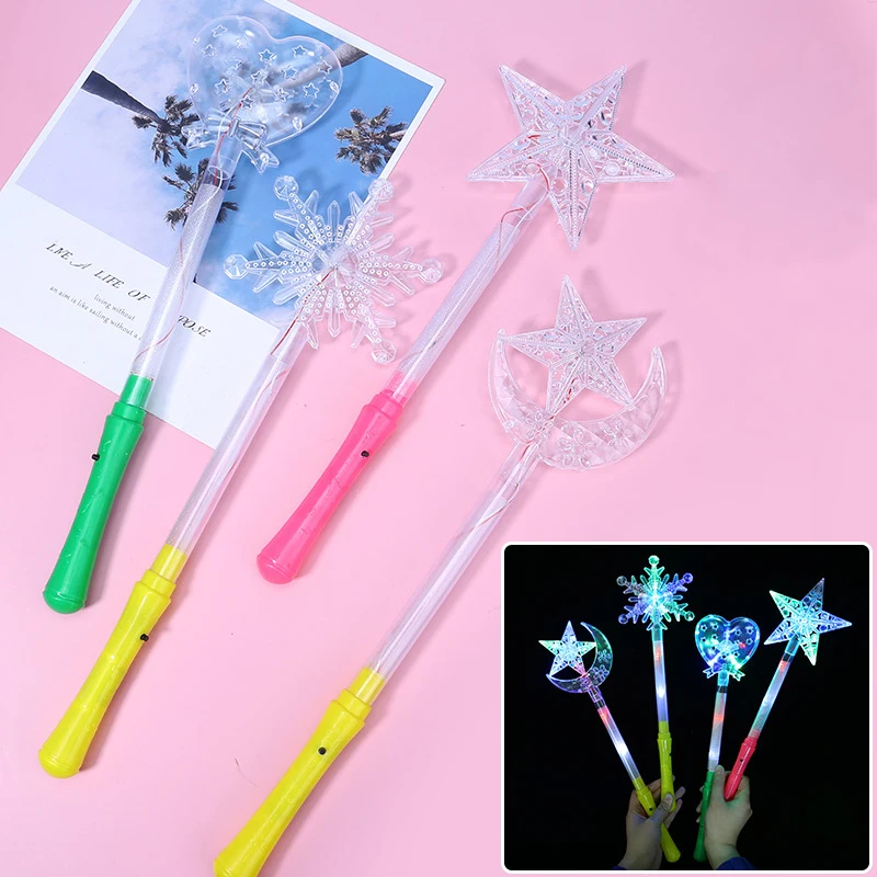 Children Girls Princess Light-emitting Magic Wand LED Flash Crystal Glow Stick Concert Party Props Creative Light-emitting Toys