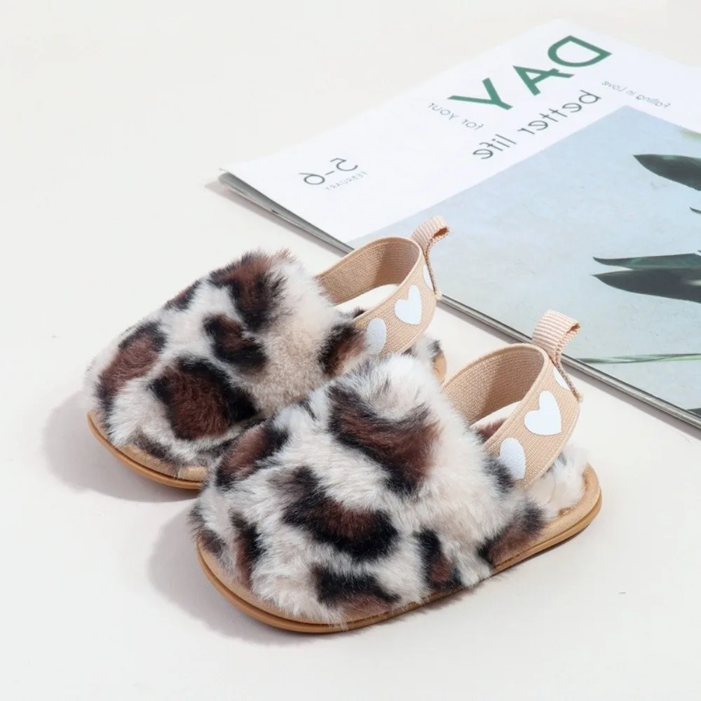 Fashion Leopard Slippers Soft Sole Infant Crib Shoes Non-slip Sole Walking Shoes For Toddler