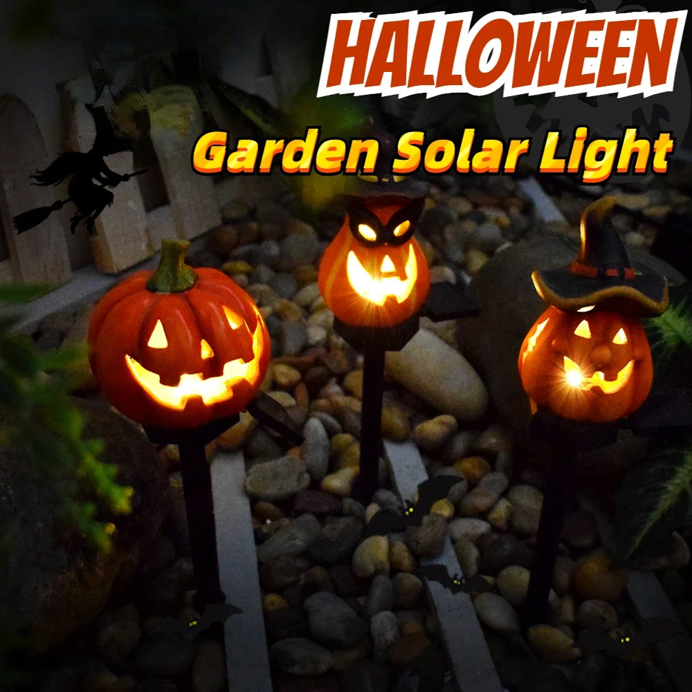 

Solar Outdoor Courtyard Light Halloween Pumpkin Lamp Christmas Resin Crafts Garden Atmosphere Decorative Ground Mounted Lantern