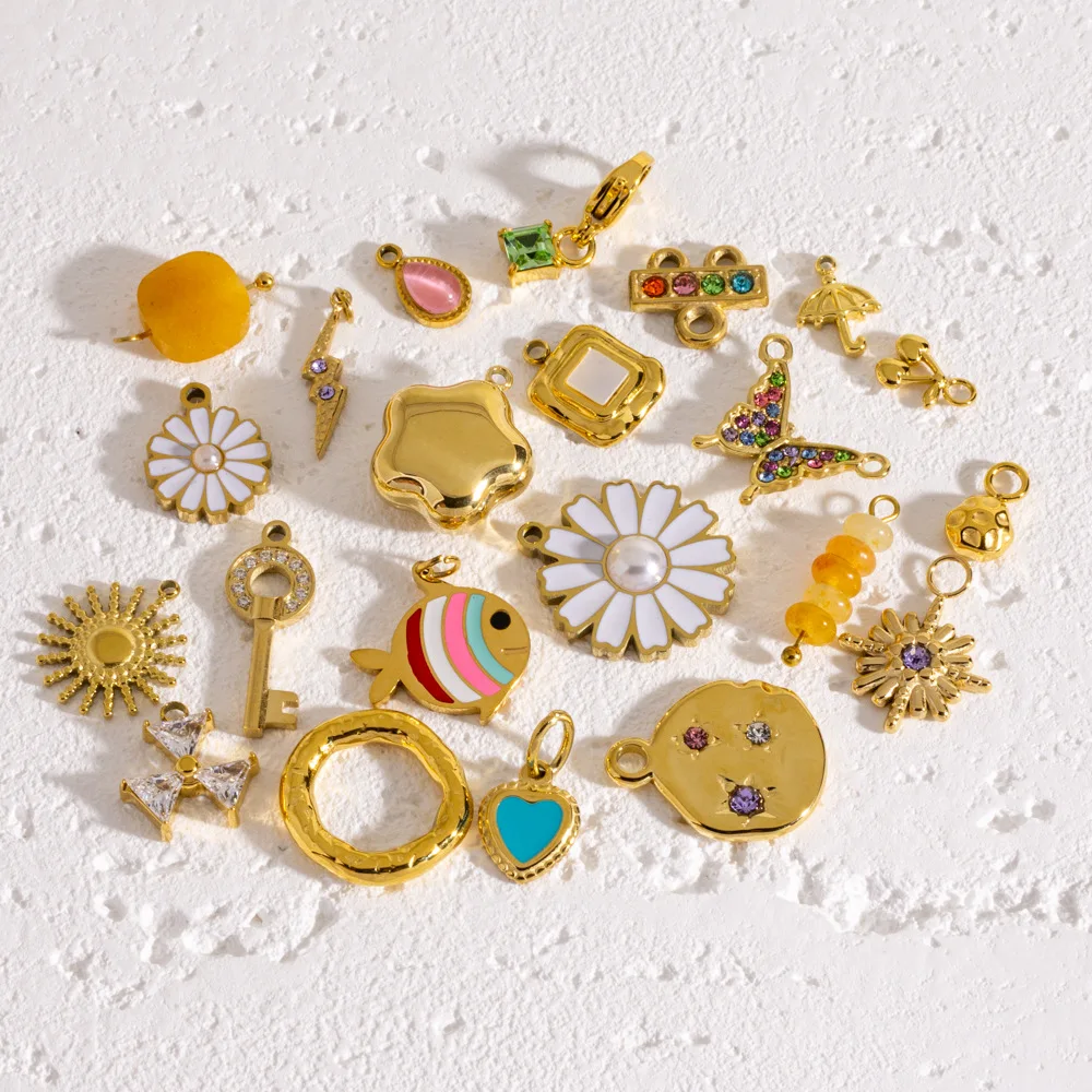 3/2 шт., нержавеющая сталь, 25 стилей, ключ, бабочка, нерегулярный геометрический циркон, подвески для DIY, ожерелье, браслет, ювелирные изделия