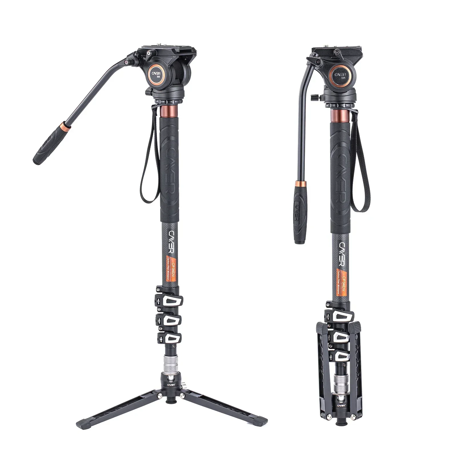 Cayer CF34DVH4 Carbon Fiber Multiple Function Camera Video Monopod Kit with Fluid Head for SLR DSLR Digital Camera