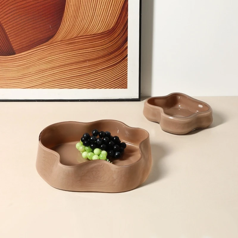 Nordic ins style creative abstract petal glass fruit pot, coffee table, snack plate, high-end decoration