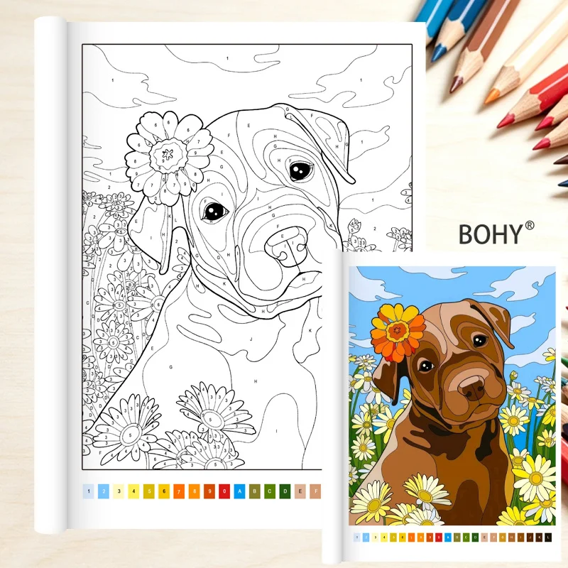 A Digital Coloring Drawing Book with 32 Page Line Drawing Patterns, Adult Decompression Pencil Coloring Brochure Hand Drawing