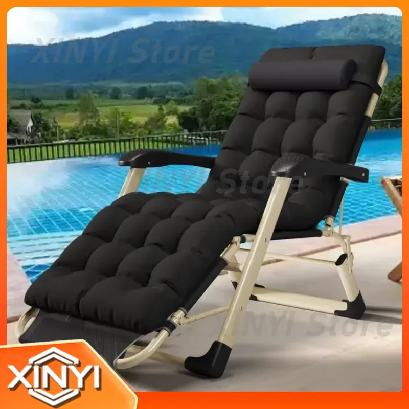 Outdoor Portable Adjustable Steel Teslin Lounge Chair for Patio Garden Deck Balcony with Upholstered Pads Pillows for Adults