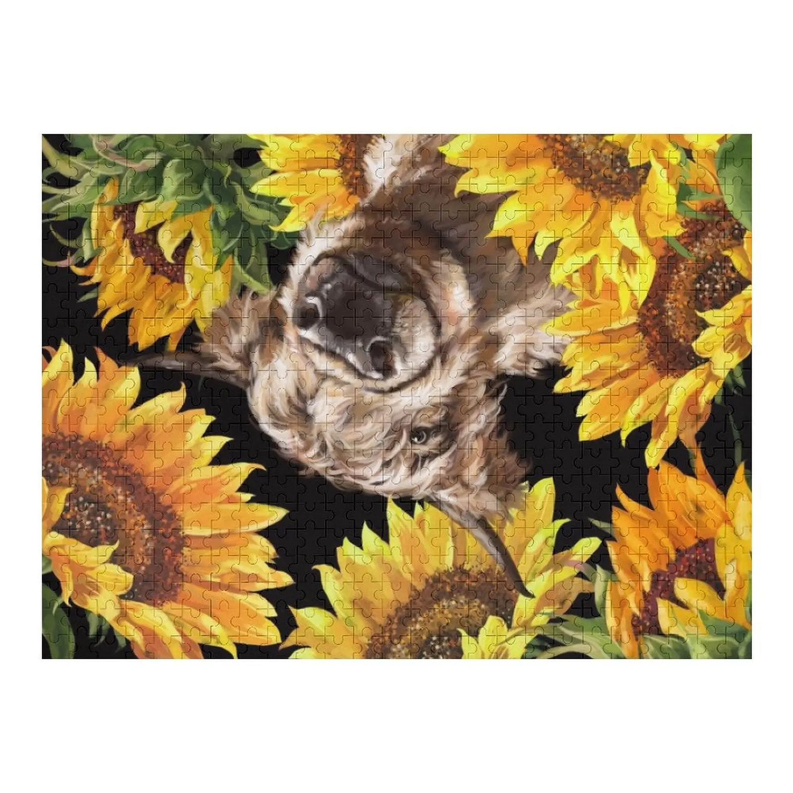 

Highland Cow in Sunflower Garden Jigsaw Puzzle For Children Customized Photo Puzzle