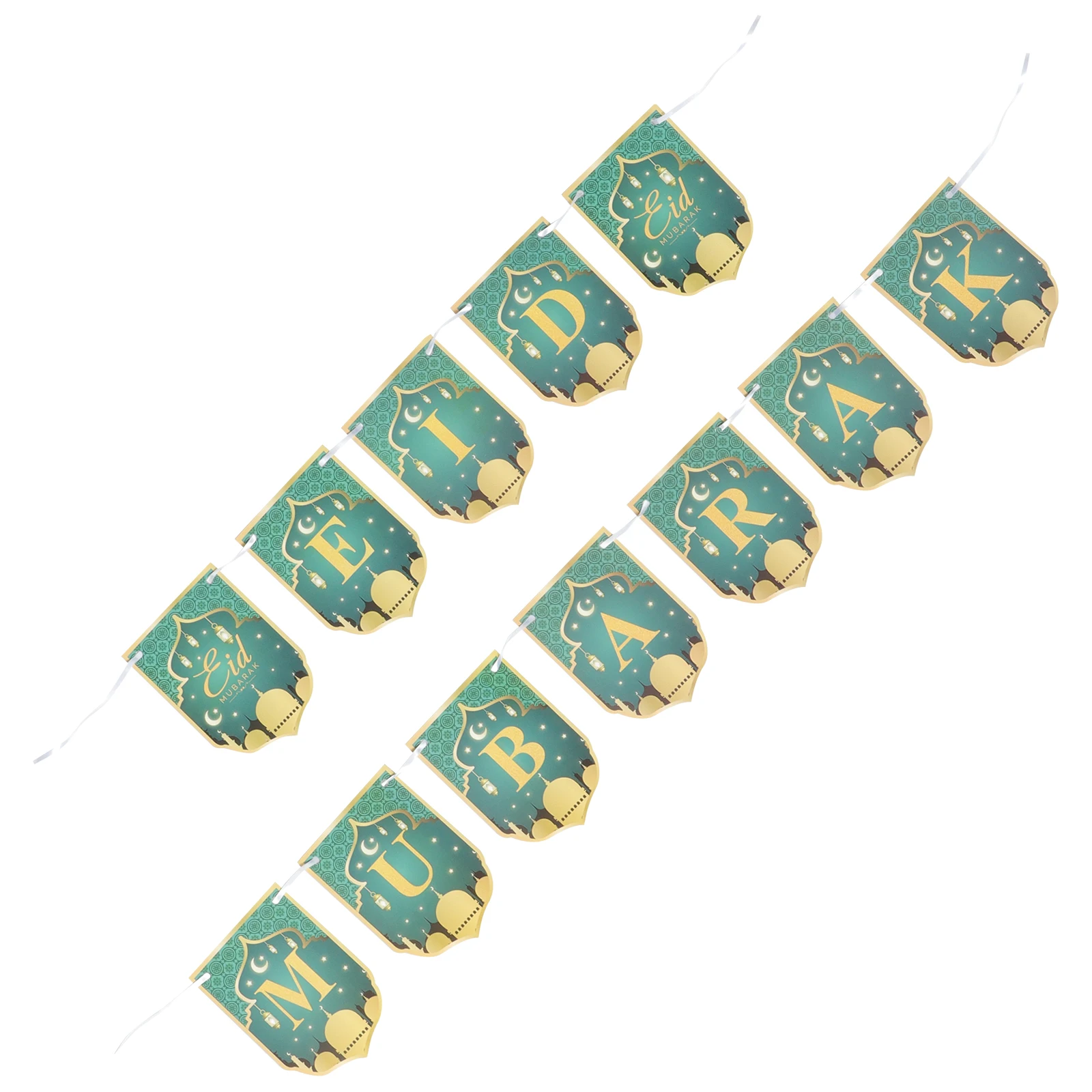 

2 set 2 Sets Eid Mubarak Banners Ramadan Party Decorations Hanging Garland Festival Celebration Supplies Colorful Eid Banner