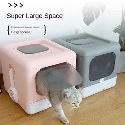 High Capacity Pet Cat Litter Box Fully Enclosed Anti-Splash Deodorant Cat Toilet For Cats Two-Way with Shovel Cat Litter Tray