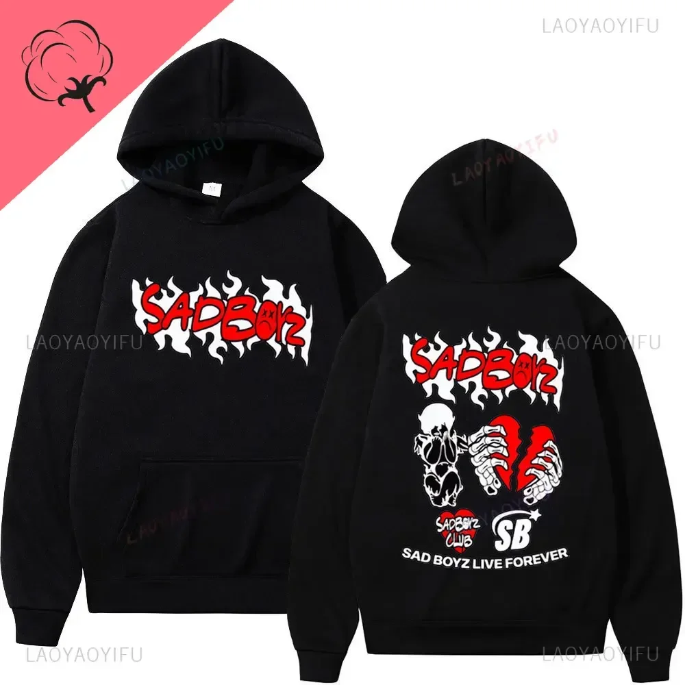 2024 Junior H Sad Boyz Live Forever Hoodie High Street Fashion Y2k Sweatshirt Men's and Women's Gothic Hip Hop Pullover