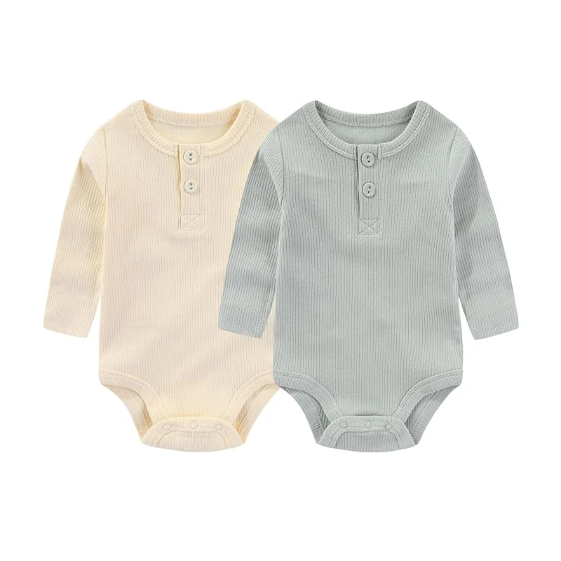 2 pezzi di colore solido tute per neonati vestiti per neonata in cotone neonato modello a coste manica lunga vestiti per neonato 0-24M