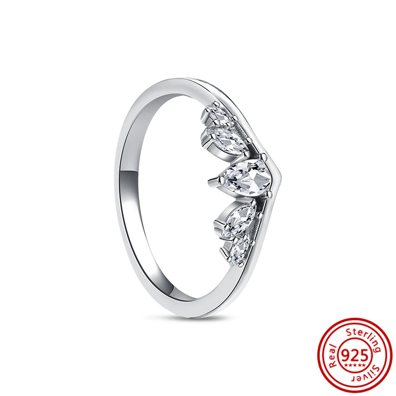 Women's 925 Sterling Silver Simple Stackable Zircon Ring