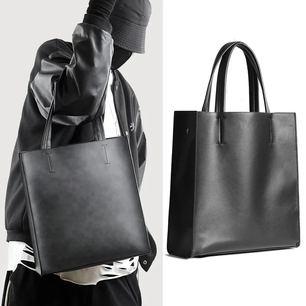 Bolso de mano Vertical de gran capacidad para hombre, bolsa para ordenador portátil con subbolsa, Material de PU suave, maletin cuero para hombre