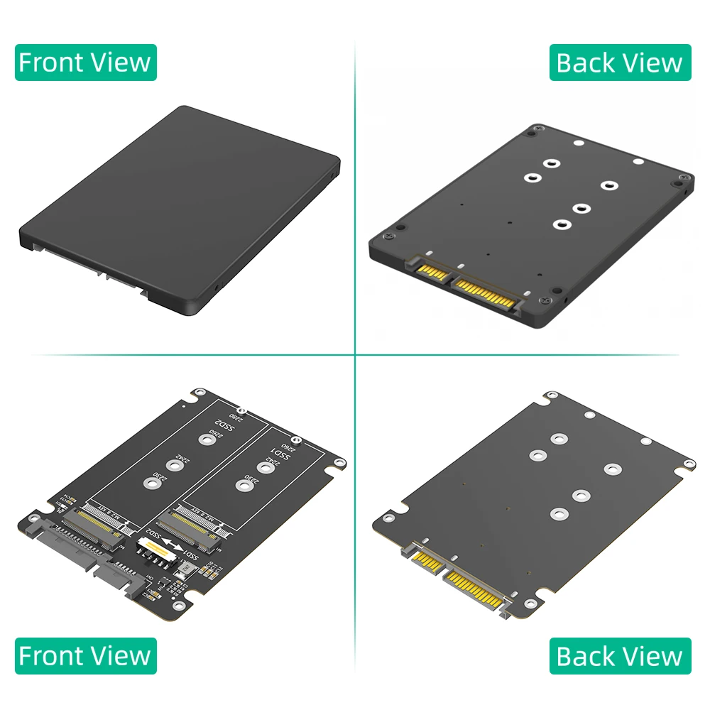 مفتاح M.2 B المزدوج الجديد/B&M Key SSD إلى 2.5 بوصة SATA III مع غلاف بلاستيكي