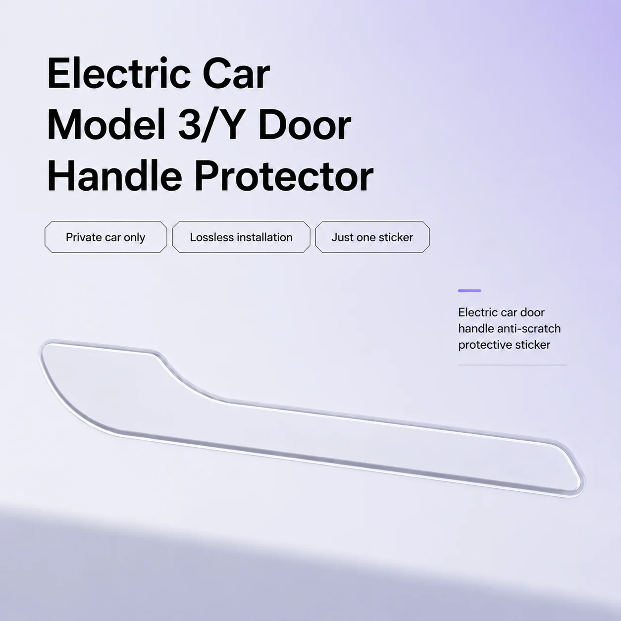 1 Set Suitable for Tesla Updated Model 3Y Door Handle Protective Film, Scratch Resistant TPU Transparent Protective Film