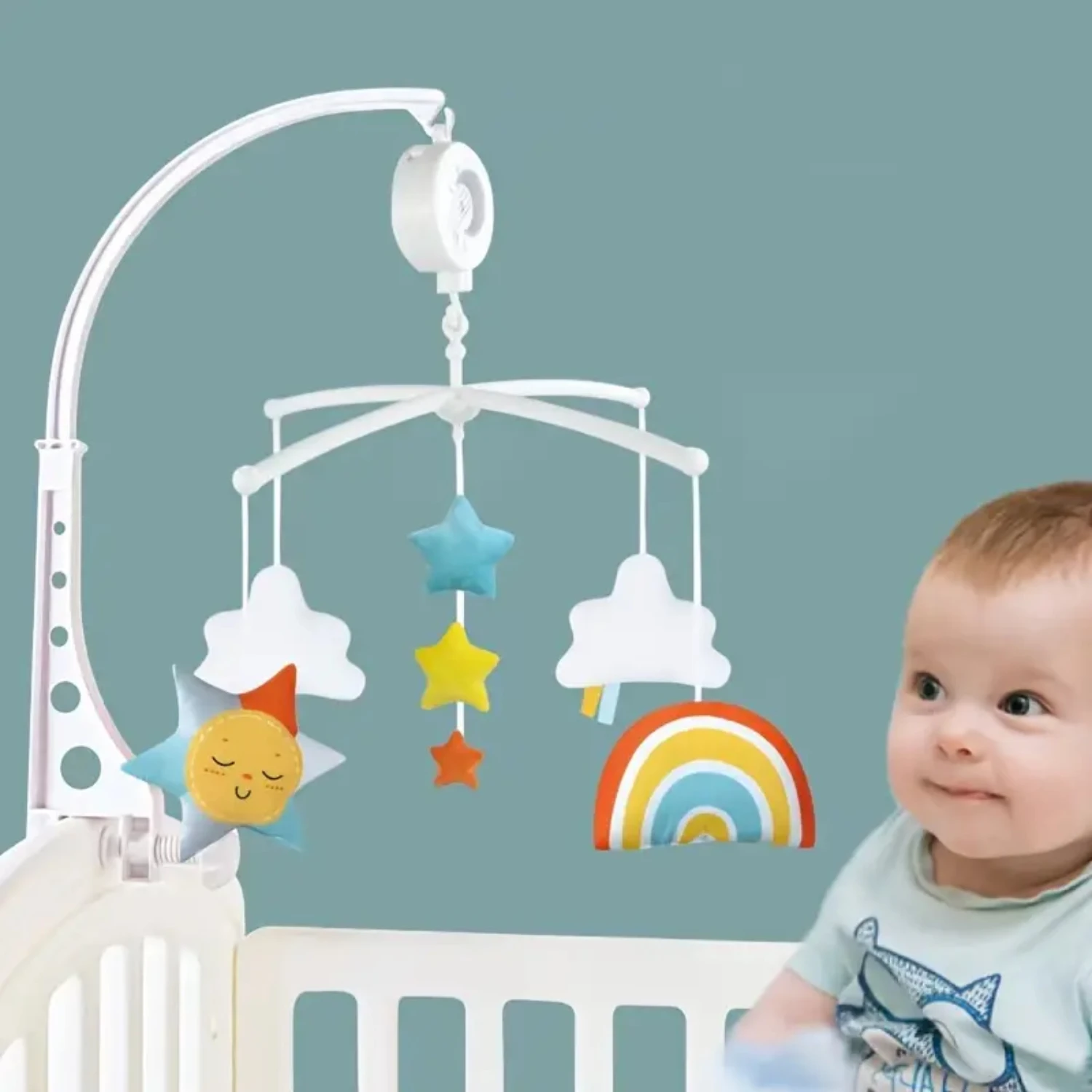 Jouet hochet de cloche de lit bricolage pour bébé, cloche de chevet itude arc-en-ciel pour bébé, jouet réconfortant en tissu, ensemble de jouets Movil Cuna Bebe